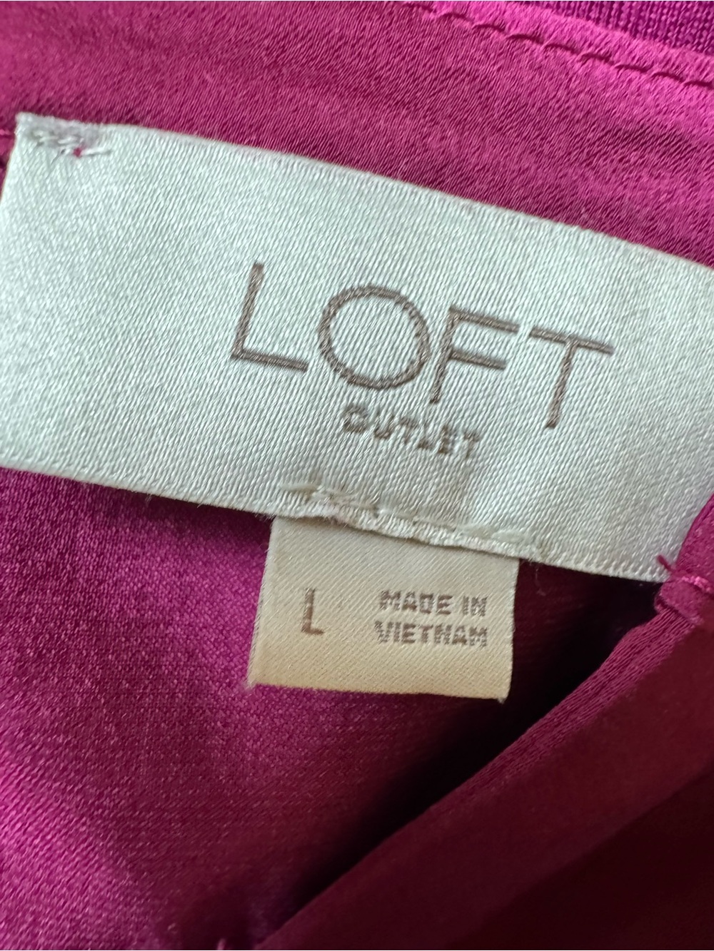 LOFT Long-Sleeve Button Front Tunic - Deep Berry Loft outlet large polyester - Picture 6 of 6